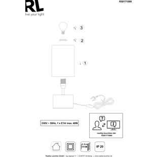 Lampa nocna drewniana czarna Reality Woody | Sklep z lampami