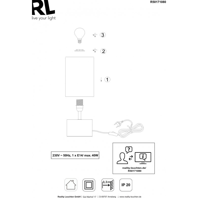 Lampa nocna drewniana czarna Reality Woody | Sklep z lampami
