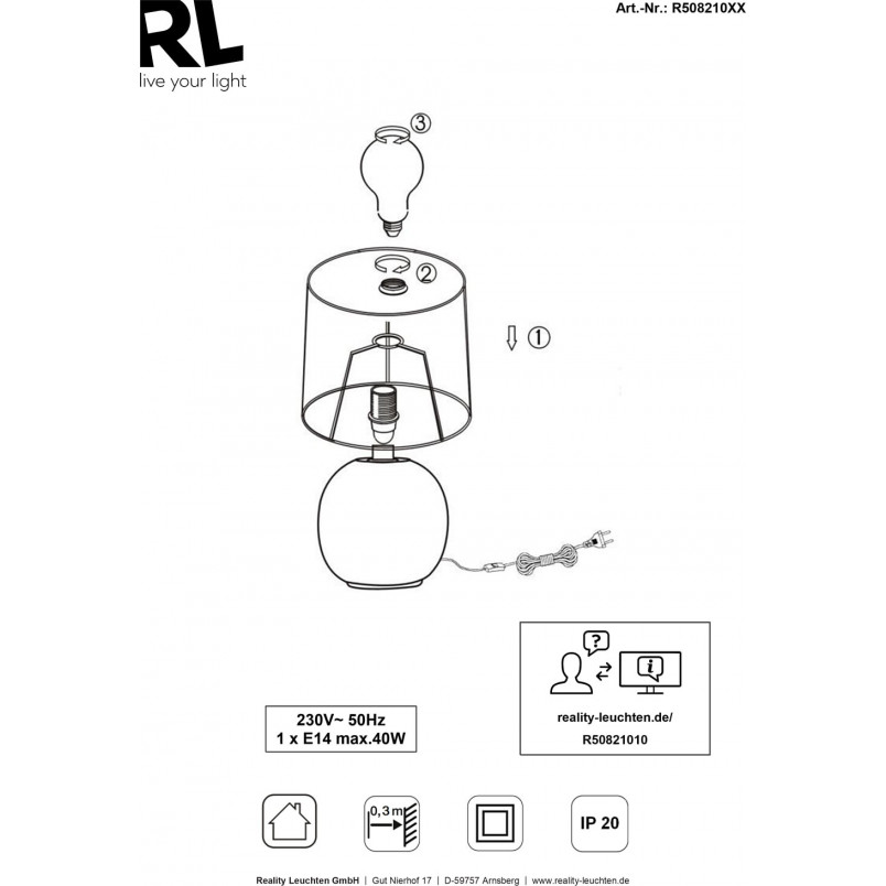 Lampa stołowa czarno-złota Reality Sophia | Elegancki design