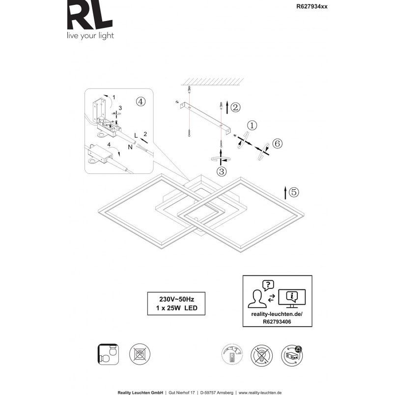 Plafon LED Reality Venida - Nowoczesny Design, Chrom | Kup Teraz
