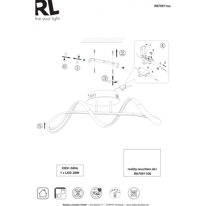 Plafon LED Perugia 60cm - Nowoczesny Design | Reality