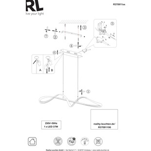 Lampa wisząca LED Perugia | Nowoczesny design | Reality