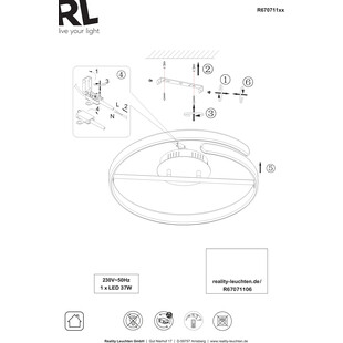 Plafon LED Parma 50cm biały - Nowoczesne oświetlenie Reality