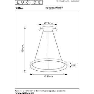 Lampa Wisząca LED Vidal - Nowoczesny Design | Lucide