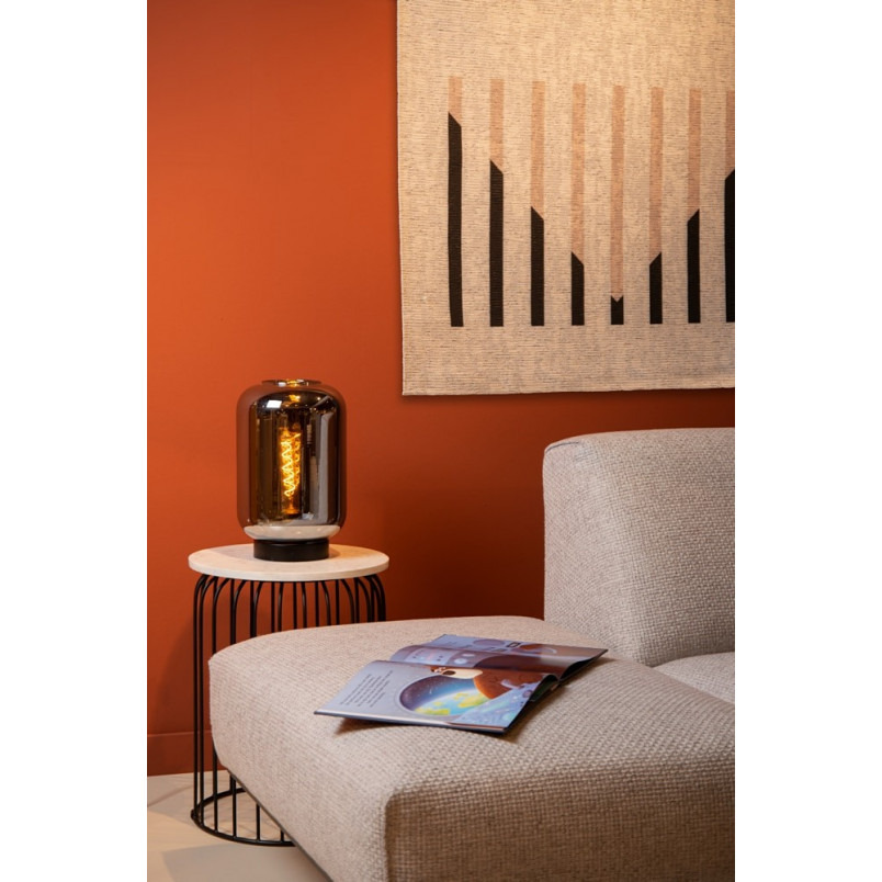 Lampa stołowa Lucide Joanet - Szkło dymione, styl retro