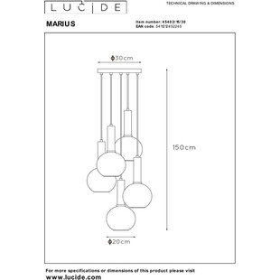 Lampa wisząca Marius V Lucide - 5 kloszy, szklane kule