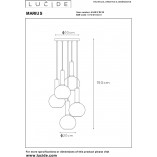 Lampa wisząca Marius V Lucide - 5 kloszy, szklane kule