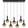 Elegancka Lampa wisząca szklane kule na listwie Marius VII 130cm szary dymiony/czarny Lucide do salonu, sypialni i kuchni