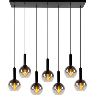 Lampa wisząca szklane kule na listwie Marius VII 130cm szary dymiony / czarny Lucide