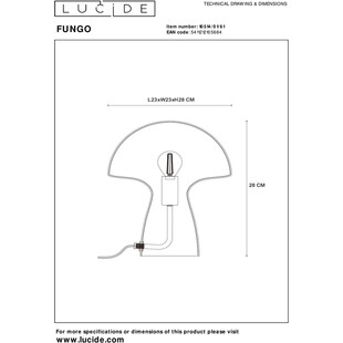 Lampa stołowa Lucide Fungo - Szklany klosz, biały