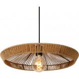 Designerska Lampa wisząca rattanowa boho Yunkai 50cm jasne drewno Lucide do salonu i sypialni