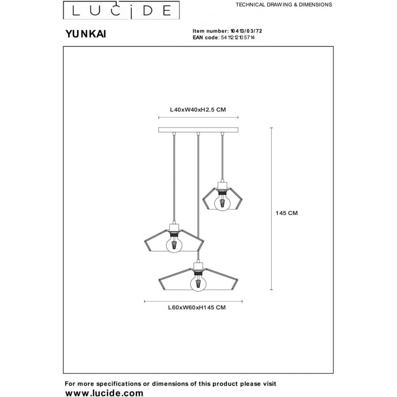 Lampa Wisząca Rattanowa Boho Yunkai III Lucide | 60cm