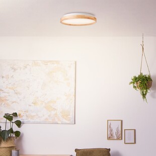 Plafon drewniany okrągły Alson LED - Skandynawski design | Brilliant