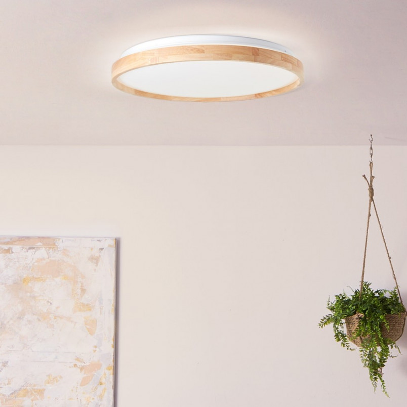 Plafon drewniany okrągły Alson LED - Skandynawski design | Brilliant