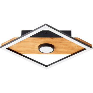 Plafon nowoczesny z drewnem Woodbridge LED 25cm czarny Brilliant