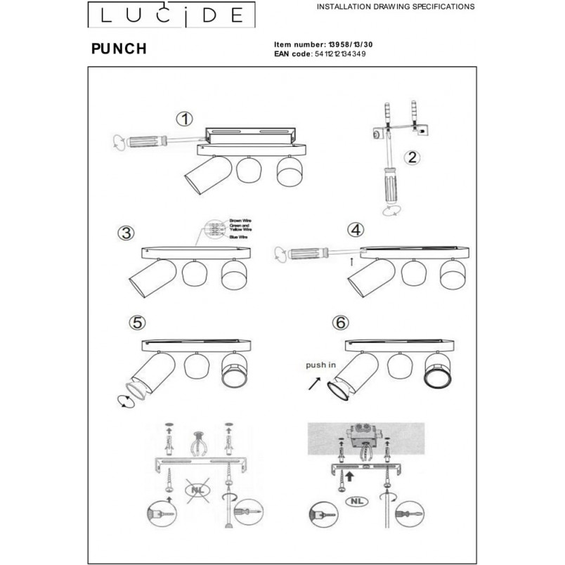 Reflektor sufitowy Punch III czarny Lucide
