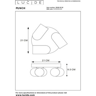 Reflektor sufitowy Punch III czarny Lucide