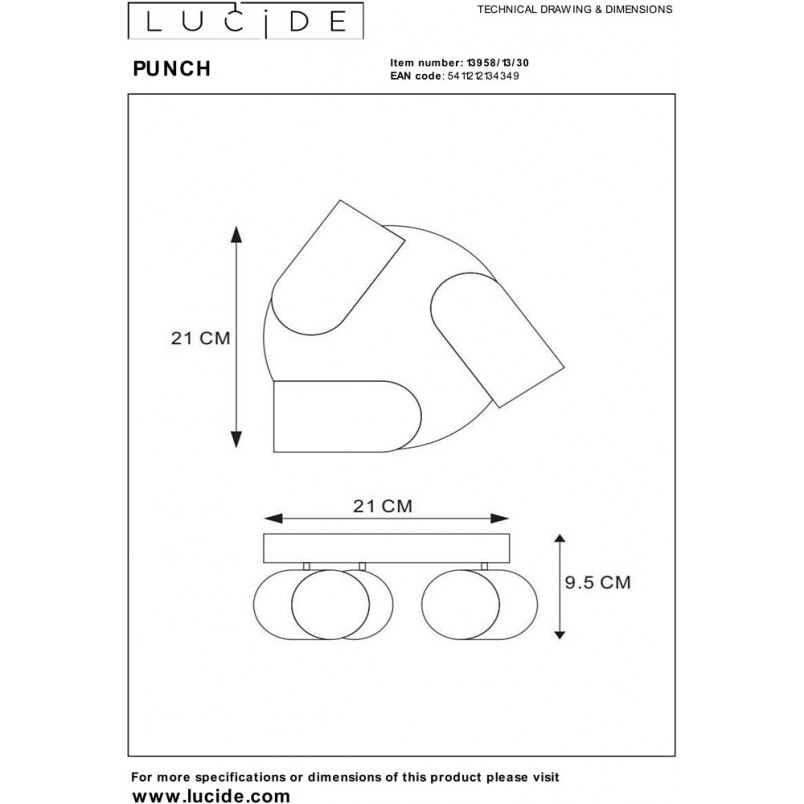 Reflektor sufitowy Punch III czarny Lucide