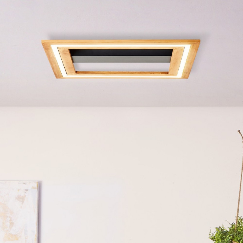 Plafon LED Rhea - nowoczesny design z drewnem | Brilliant