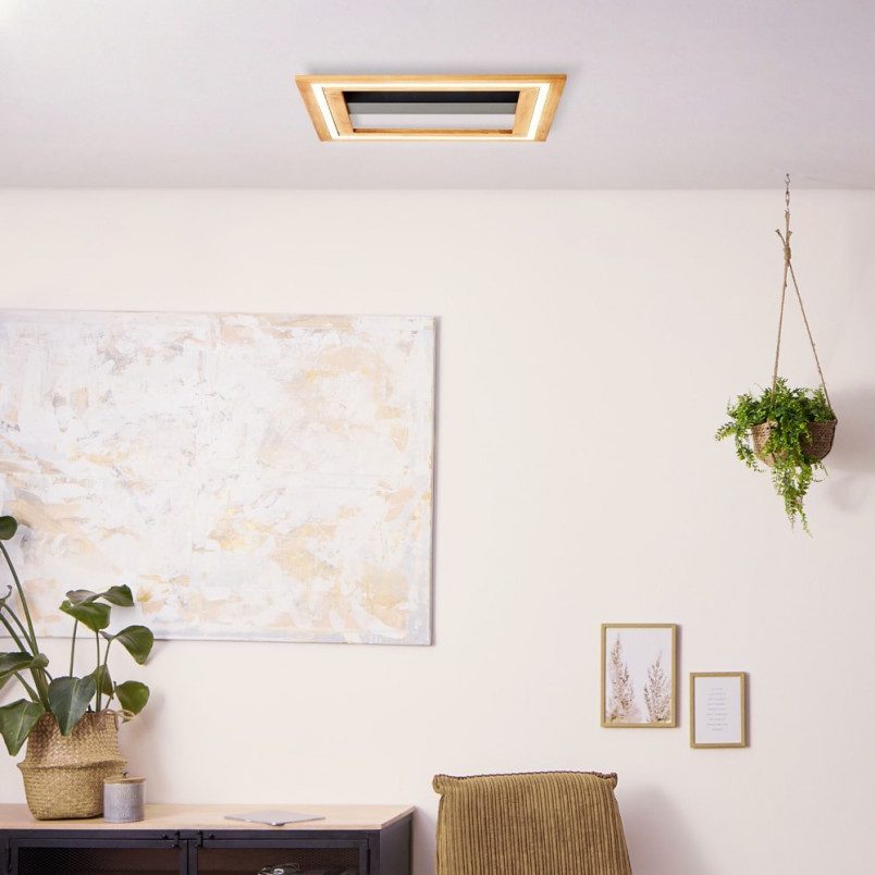 Plafon LED Rhea - nowoczesny design z drewnem | Brilliant