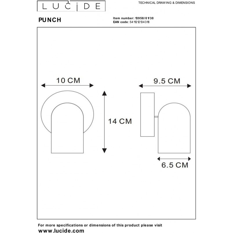 Reflektor sufitowy Punch czarny Lucide