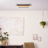 Plafon LED czarny z drewnem | Brilliant Loneos 45x40cm - Kup Teraz!