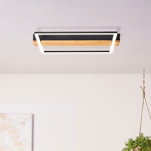 Plafon LED czarny z drewnem | Brilliant Loneos 45x40cm - Kup Teraz!