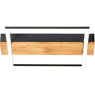 Plafon LED czarny z drewnem | Brilliant Loneos 45x40cm - Kup Teraz!