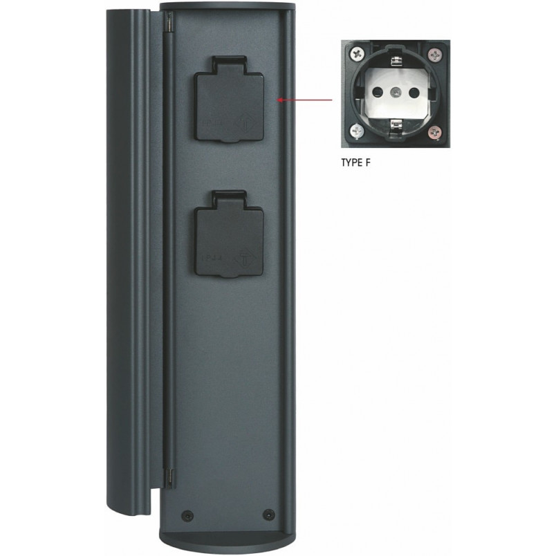 Gniazdo ogrodowe antracyt Lucide | Plug Box - Stylowe i funkcjonalne
