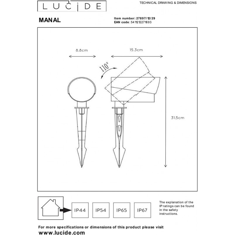 Lampa zewnętrzna Manal LED - Elegancki słupek ogrodowy Lucide