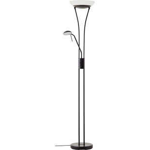 Lampa podłogowa szklana antyczna Finn LED czarna - Brilliant
