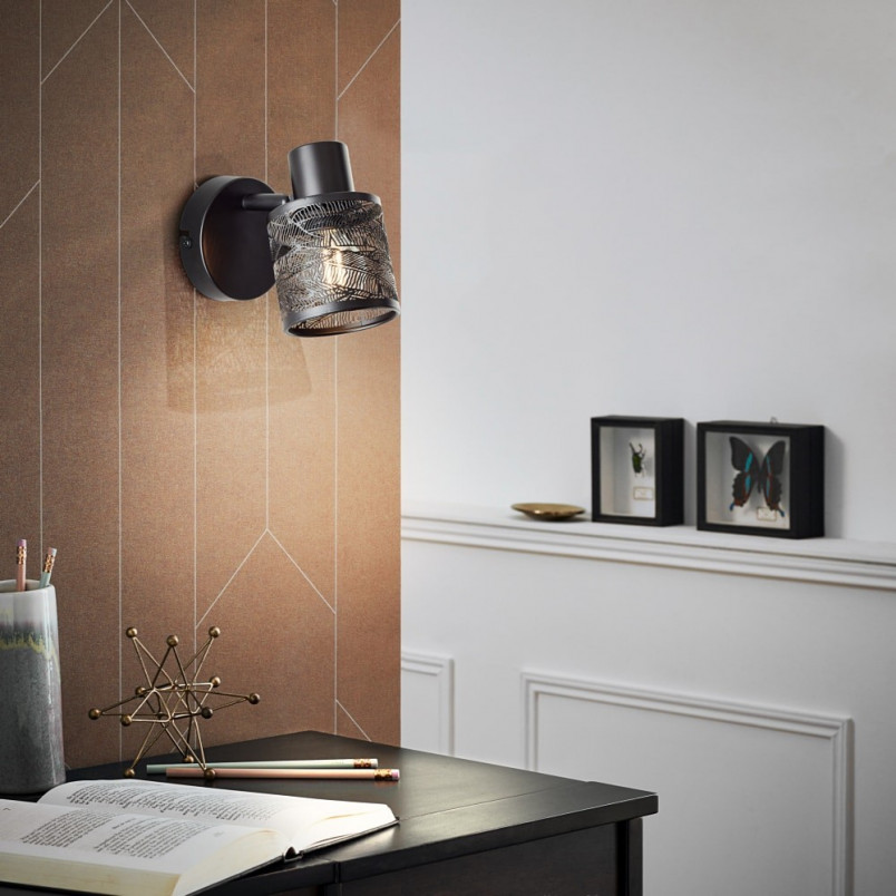 Kinkiet ażurowy Bano czarny Brilliant | Elegancki design