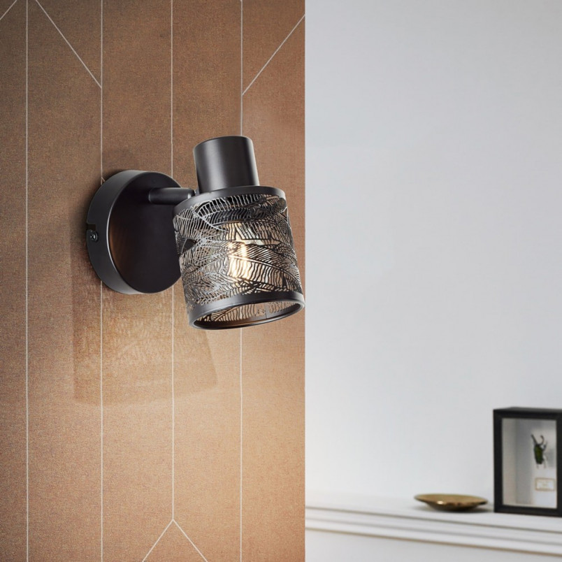 Kinkiet ażurowy Bano czarny Brilliant | Elegancki design