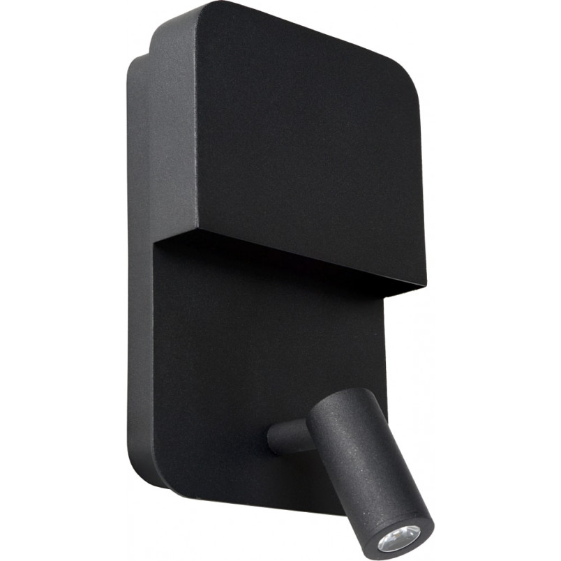 Kinkiet Boxer LED czarny Lucide | Czytanie + USB