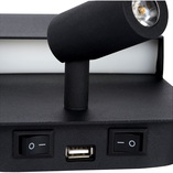 Kinkiet Boxer LED czarny Lucide | Czytanie + USB