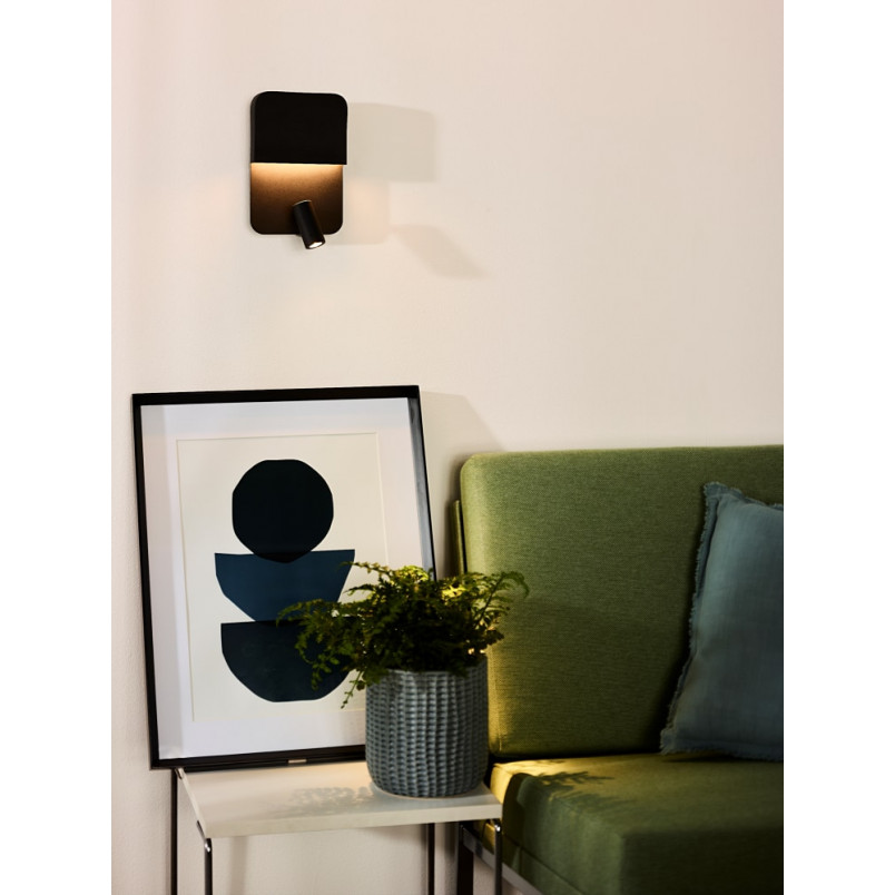 Kinkiet Boxer LED czarny Lucide | Czytanie + USB