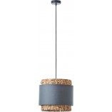 Lampy drewniane | Lampa wisząca boho z abażurem Waterlilly 35cm szara Brilliant do salonu sypialni i kuchni