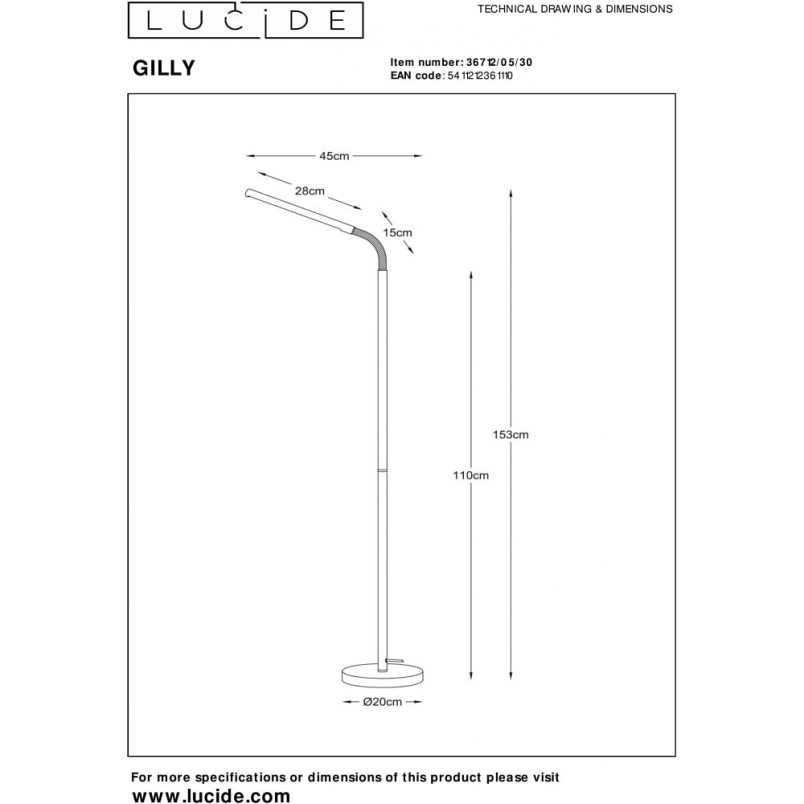 Lampa podłogowa minimalistyczna Gilly LED czarna Lucide