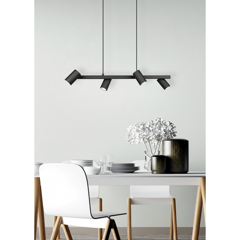 Lampa wisząca czarna Marley IV Trio - 80cm, 4 reflektory