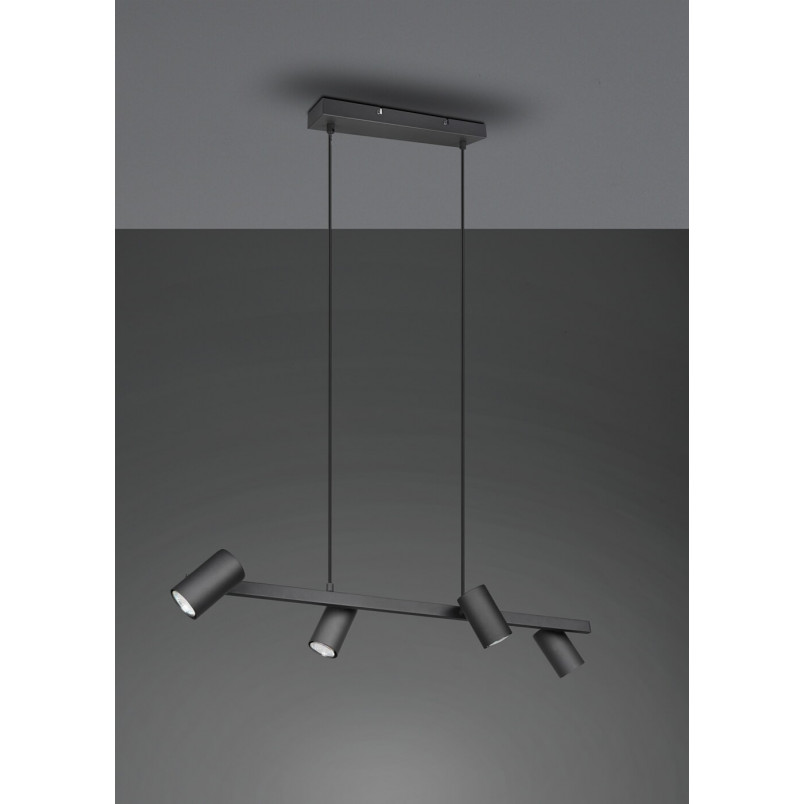 Lampa wisząca czarna Marley IV Trio - 80cm, 4 reflektory
