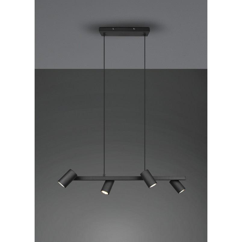 Lampa wisząca czarna Marley IV Trio - 80cm, 4 reflektory