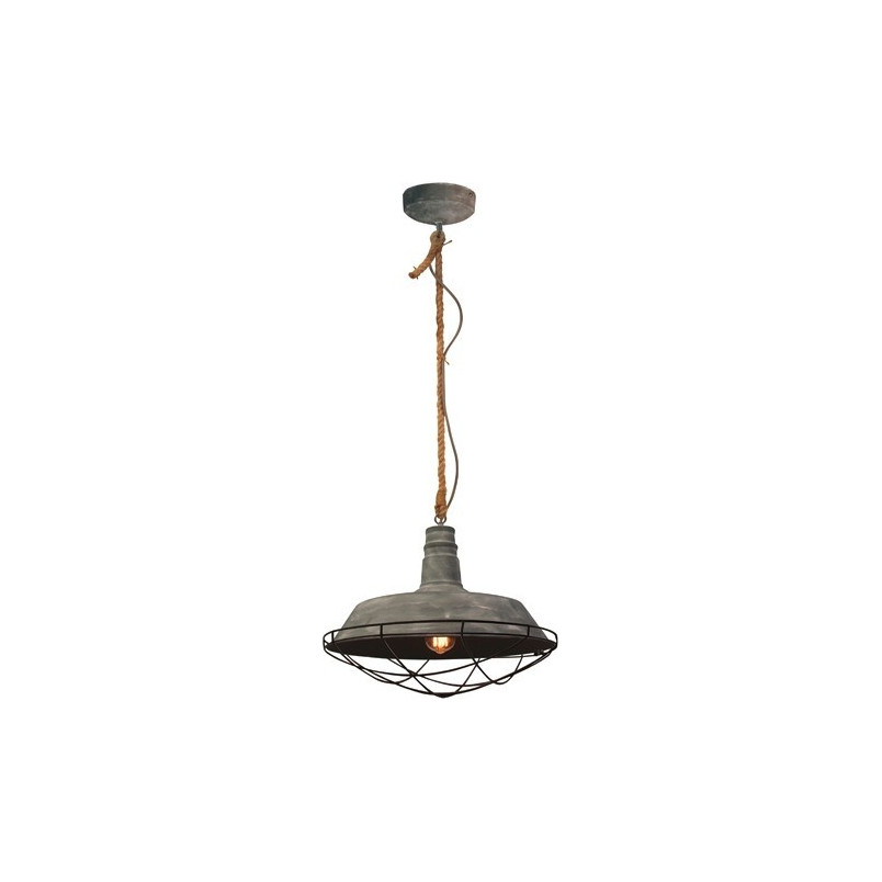 Lampa Wisząca Industrialna Rope | Szara, Betonowa - Brilliant