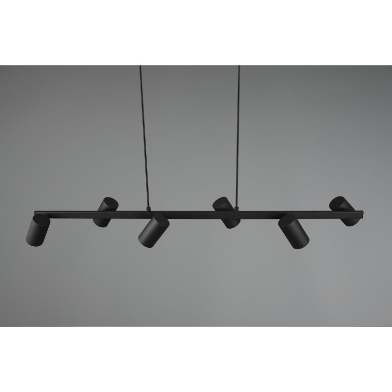 Lampa wisząca Marley VI czarna Trio | 115cm, 6 punktów GU10