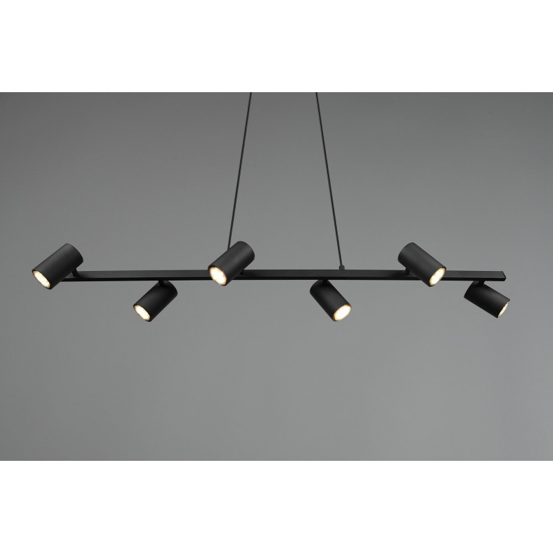 Lampa wisząca Marley VI czarna Trio | 115cm, 6 punktów GU10