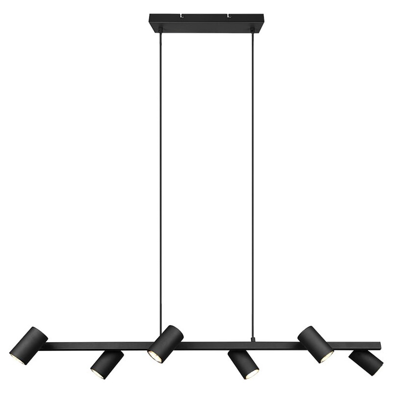 Lampa wisząca Marley VI czarna Trio | 115cm, 6 punktów GU10