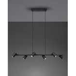 Lampa wisząca Marley VI czarna Trio | 115cm, 6 punktów GU10