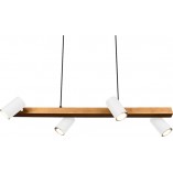 Lampa wisząca podłużna z reflektorkami Marley Wood IV 80cm drewno / biały Trio