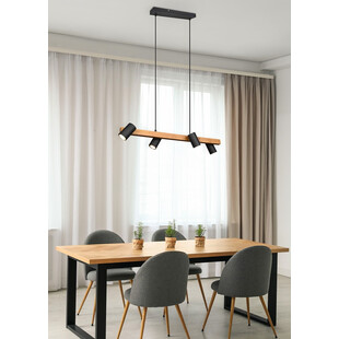 Lampa wisząca Marley Wood IV | Trio - Loft, drewno, czarny