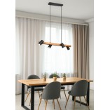 Lampy drewniane | Lampa wisząca podłużna z reflektorkami Marley Wood IV 80cm drewno/czarny Trio do salonu sypialni i kuchni