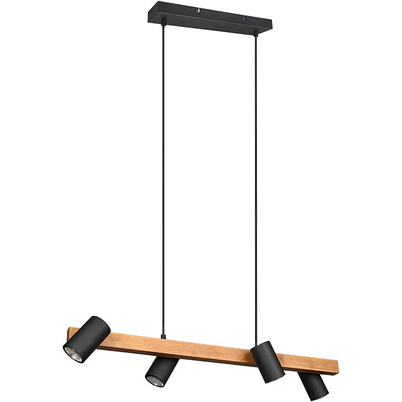 Lampa wisząca Marley Wood IV | Trio - Loft, drewno, czarny